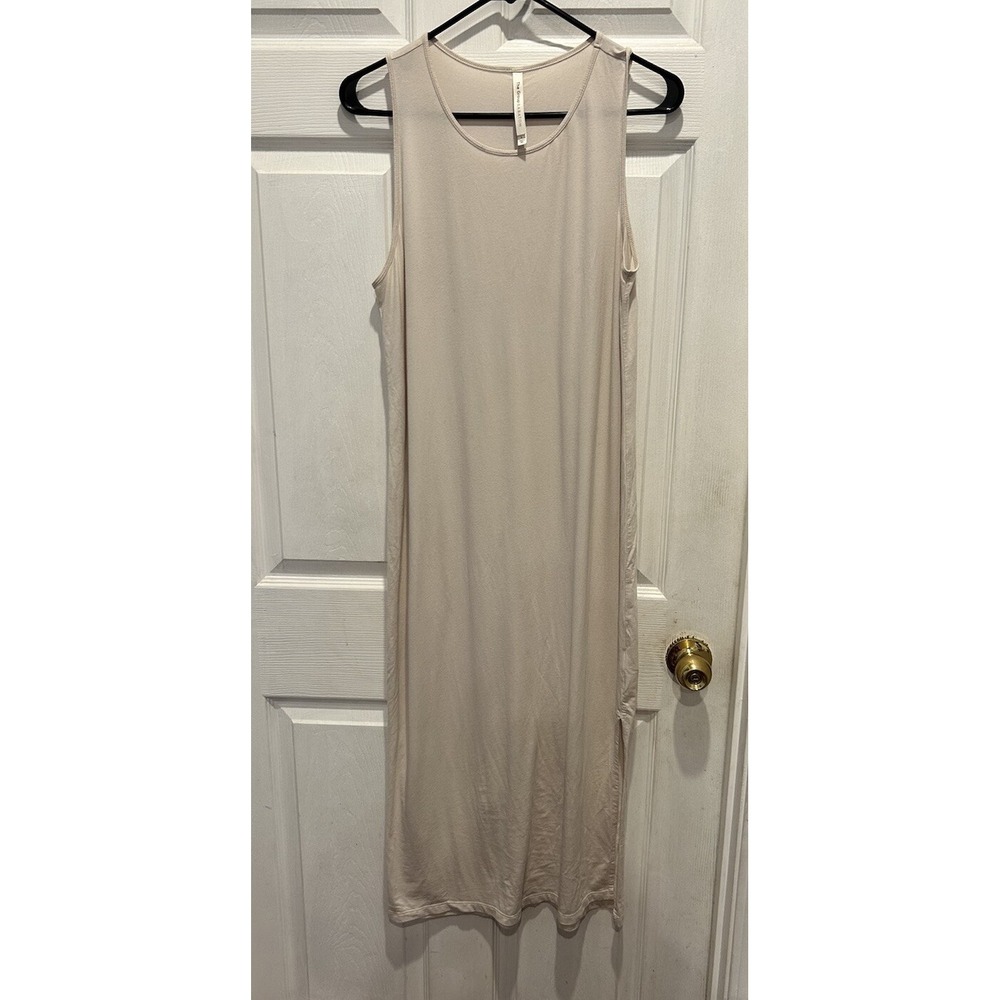 The Group BABATON Beige Sleeveless‎ Maxi Dress L Made in Peru Beachy Minimalist